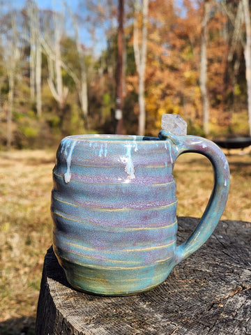 Ceramic Swirl Mug with Quartz Crystal Thumb Rest