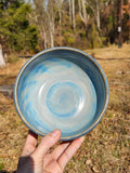 Handcarved Blue Stoneware Pottery Dish