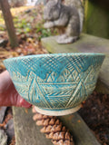 Carved Pottery Bowl in Speckled Clay