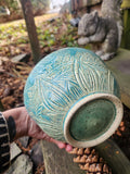 Carved Pottery Bowl in Speckled Clay