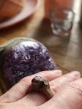 Ruby and quartz gemstone Ring in Electroformed Copper