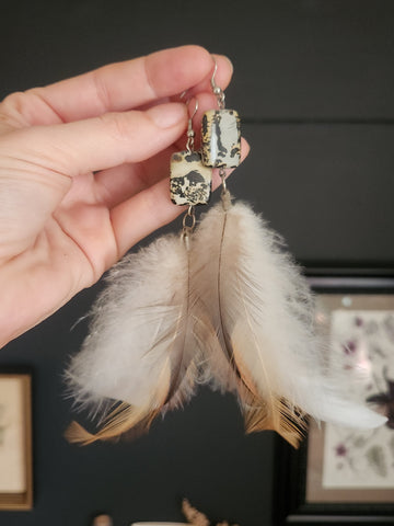 Picture Jasper Feather Earrings