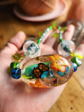 Hand blown glass necklace with amazing butterfly and bee bead