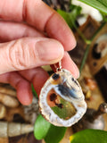 Real Dried Mushroom in Agate Slice Pendant