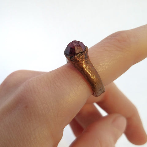 Garnet Crystal Ring, Size 6