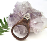 Electroformed Copper Quartz Crystal Ring, Size 5