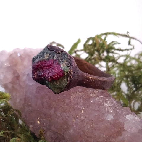 Ruby in Fuschite Gemstone Ring, Size 4.5